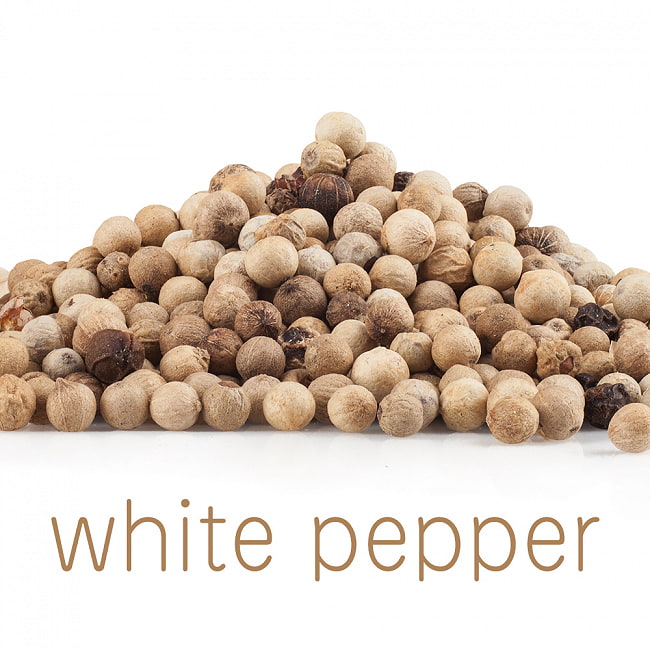 ホワイトペッパーホール - White Pepper Whole 【100g 袋入り】の写真1枚目です。ぴりりと刺激的なホワイトペッパーです。ペッパー,コショウ,Pepper