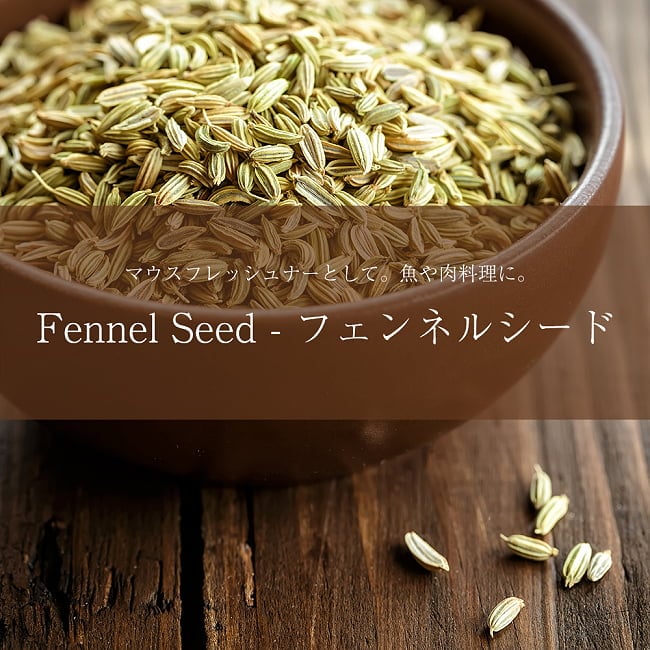 フェンネル シード - Fennel Seed 【500g 袋入り】の写真フェンネル,フェンネル シード,マウスフレッシュナー,スパイス,インド スパイス,ホールスパイス