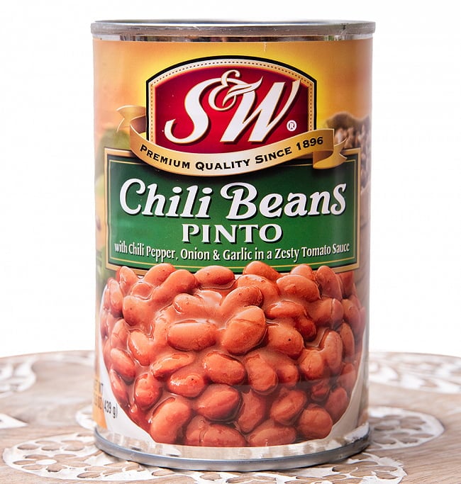 チリビーンズ　缶詰 - Chili Beans 【439g】 S&Wの写真S&W,メキシコ料理,アメリカ,チリ ビーンズ,うずら豆,メキシコ,缶詰