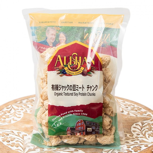 【オーガニック】ジャックの豆ミート（有機大豆蛋白質）  チャンク - Textured Soy Protein Chunk  【アリサン】の写真ジャックの豆ミート,ベジ,有機大豆蛋白質