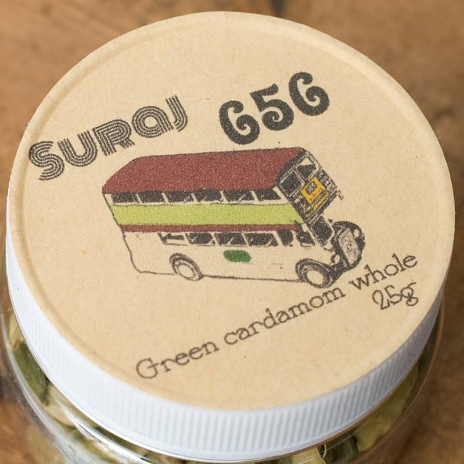 グリーンカルダモン ホール【25g ボトル】 Green Cardamom Whole  4 - ラベルの拡大です