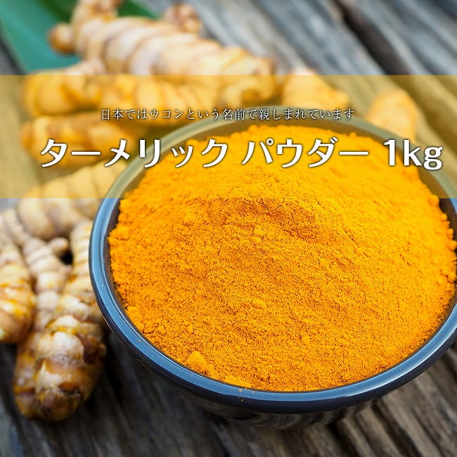 ターメリックパウダー 1kgの写真1枚目です。大サイズの商品ですターメリック,Turmeric,ウコン,鬱金,業務用,1Kg