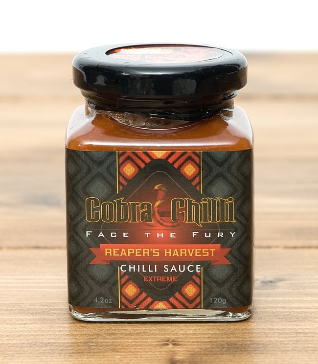 【最大2,200,000スコヴィル】激辛!! リーパーズ ハーベスト チリ ソース 【120g】【Cobra Chilli】の写真コブラチリ,キャロライナリーパー,リーパーハーベスト,チリソース,激辛
