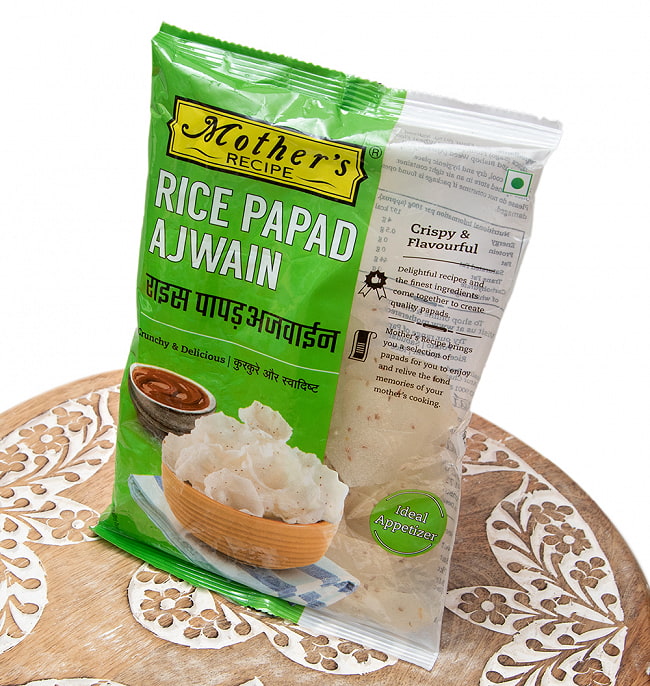 お米とアジョワンのパパド - AJWAIN RICE PAPAD 75g[Mother] 2 - 斜めから撮影しました