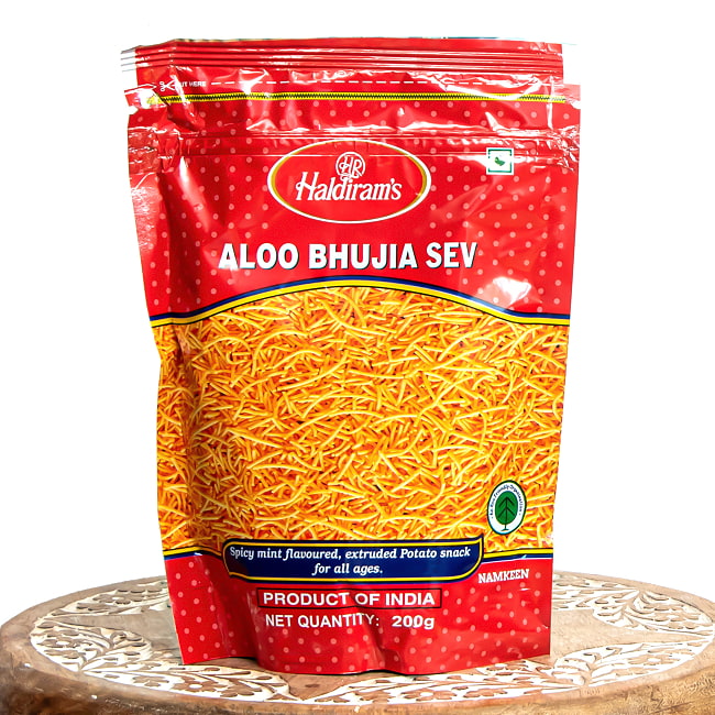 【送料無料・20個セット】インドのお菓子 スパイシーポテトスナック アルーブジア - ALOO BHUJIA 2 - 正面から撮影しました