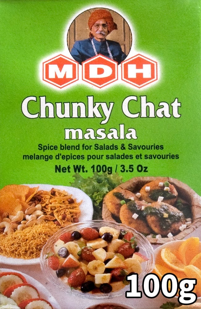 【12個セット】チュンキー チャット マサラ スパイス ミックス - 100g 小サイズ 【MDH】 2 - サラダ、和え物に最適なミックススパイス。カレーにも使えますよ。輸入時期の関係でパッケージか写真と異なる場合がございます。
