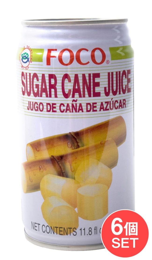 【6個セット】サトウキビジュース（甘庶汁）　缶 [350ml] 【FOCO】の写真セット,タイ,ジュース,サトウキビ