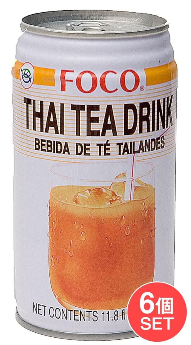 【6個セット】タイの紅茶[350ml](FOCO)の写真セット,タイ,ジュース,ココナッツ,紅茶