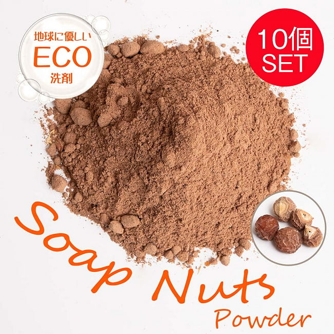 【10個セット】ソープナッツパウダー - インドの天然エコ洗剤&石鹸(Aritha Powder)[250g]の写真1枚目です。ソープナッツパウダー お得な10個セットです。セット,シカカイ,ソープナッツ,Aritha,石鹸,洗濯