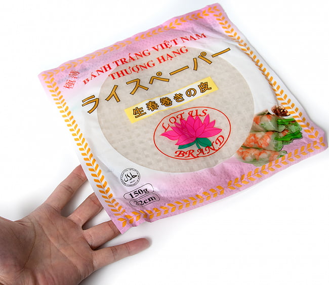 【6個セット】ライスペーパー 22cm【LOTUS BRAND】 5 - サイズ比較のために手に持ってみました