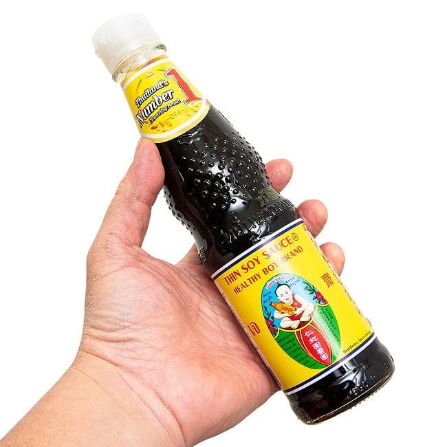 【6個セット】ソイビーンソース【healthy boy】[300g] 3 - 大きさが判るように手に持ってみました