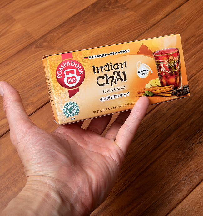【6箱セット】インディアン チャイ クラシック ティーバック 【10パック】 【Pompadour】 6 - サイズ比較のために手に持ってみました