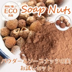 【お得なお試しセット】ソープナッツパウダー＆ソープナッツ　2個セット - インドの天然エコ洗剤&石鹸(Aritha Powder)[250g]