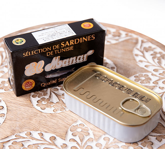 エキストラバージン オリーブオイル漬け - オイルサーディン - SELECTION DE SARDINES DE TUNISIE 【El Manar】 2 - おしゃれな化粧箱の中に缶が入っています