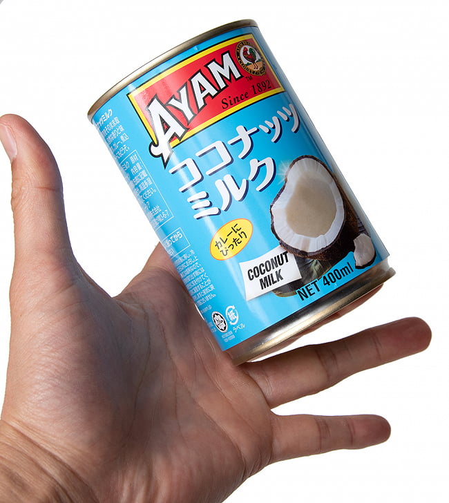 ココナッツミルク 400ml - Coconut Milk 【AYAM】 3 - サイズ比較のために手に持ってみました