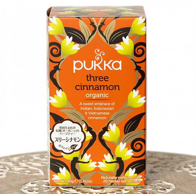 【PUKKA】three cinnamon - スリーシナモン - オーガニックハーブティー(カフェインフリー) の写真1枚目です。オーガニックのハーブティーは香りが豊かで、風味も素晴らしいですハーブティー,アーユルヴェーダ,紅茶,パッカ,PUKKA,トゥルシー