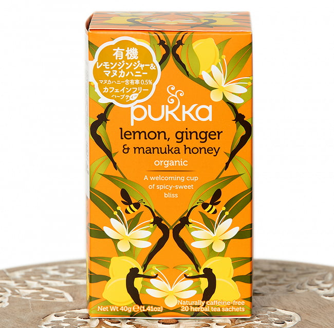 【PUKKA】lemon ginger & manuka honey -  レモンジンジャー＆マニカハニー - オーガニックハーブティー(カフェインフリー) の写真1枚目です。オーガニックのハーブティーは香りが豊かで、風味も素晴らしいですハーブティー,アーユルヴェーダ,紅茶,パッカ,PUKKA,トゥルシー