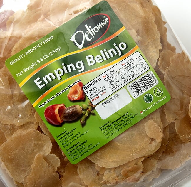 インドネシアの揚げせんべい - ウンピン ビリンジョウ 250g  - Emping Belinjo 【Deliamor】 2 - ラベルのアップです