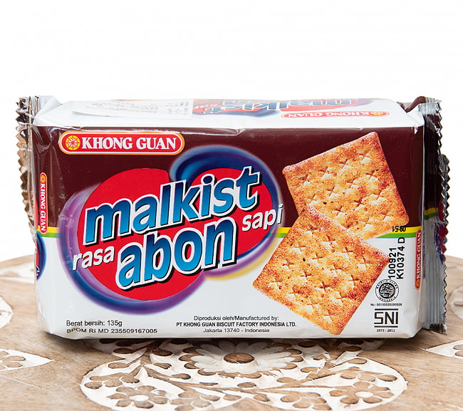 ビーフ風味クラッカー -  MALKIST RASA ABON SAPI【KHONG GUAN】の写真1枚目です。全体写真です。インドネシア,スナック,ビスケット,クラッカー