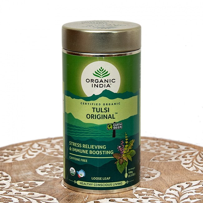 トゥルシーティ　Tulsi Original 【Organic India】 缶入り茶葉100gの写真