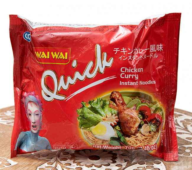 WAIWAI Quick - ネパールのインスタントヌードル【チキンカレー風味】の写真1枚目です。パッケージ写真ですインスタント,ラーメン,ヌードル ,インド　ヌードル、ワイワイ