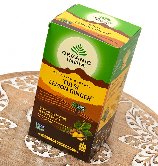 トゥルシーティ　レモンジンジャー TULSI LEMON GINGER  (25包) 【Organic India】 2 - 斜めから撮影しました