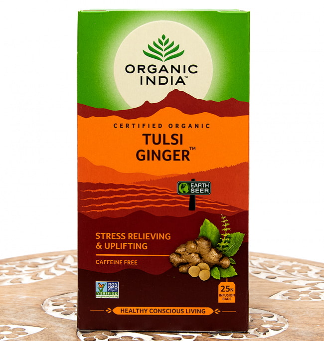 トゥルシーティ　 ジンジャー TULSI GINGER(25包) 【Organic India】の写真ハーブ,ハーブティー,トゥルシー,ティーバッグ,Organic India,Tulsi