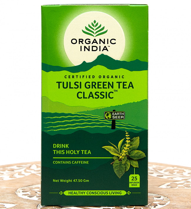 トゥルシーティ　 グリンティー クラッシック GREEN TEA CLASSIC(25包) 【Organic India】の写真1枚目です。パッケージ写真ですハーブ,ハーブティー,トゥルシー,ティーバッグ,Organic India,Tulsi