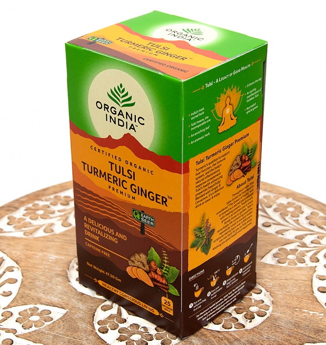 トゥルシーティ　 ターメリックジンジャー TULSI TURMELIC GINGER(25包) 【Organic India】 2 - 斜めから撮影しました