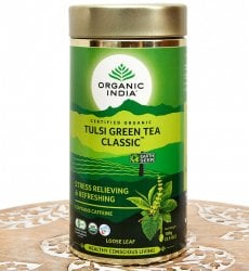 トゥルシーティ  グリンティークラシック 缶入り茶葉 TULSI GREEN TEA CLASSIC(100g)  【Organic India】(FD-LOJ-595)