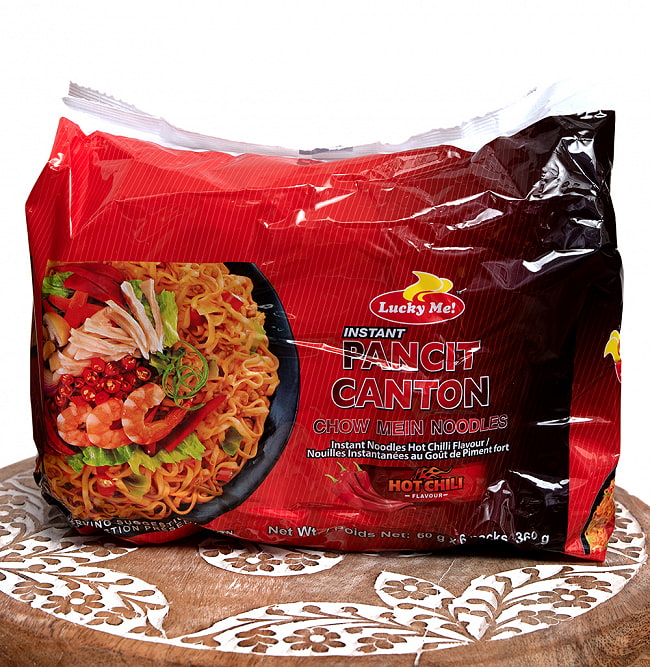【お得な6個入り大袋】インスタント ヌードル - パンチットカントン ホットチリ味  PANCIT CANTON CHOW MEIN NOODLES【Lucky Me!】の写真Lucky Me!,タイ料理,タイ,チリ,ヌードル,インスタント