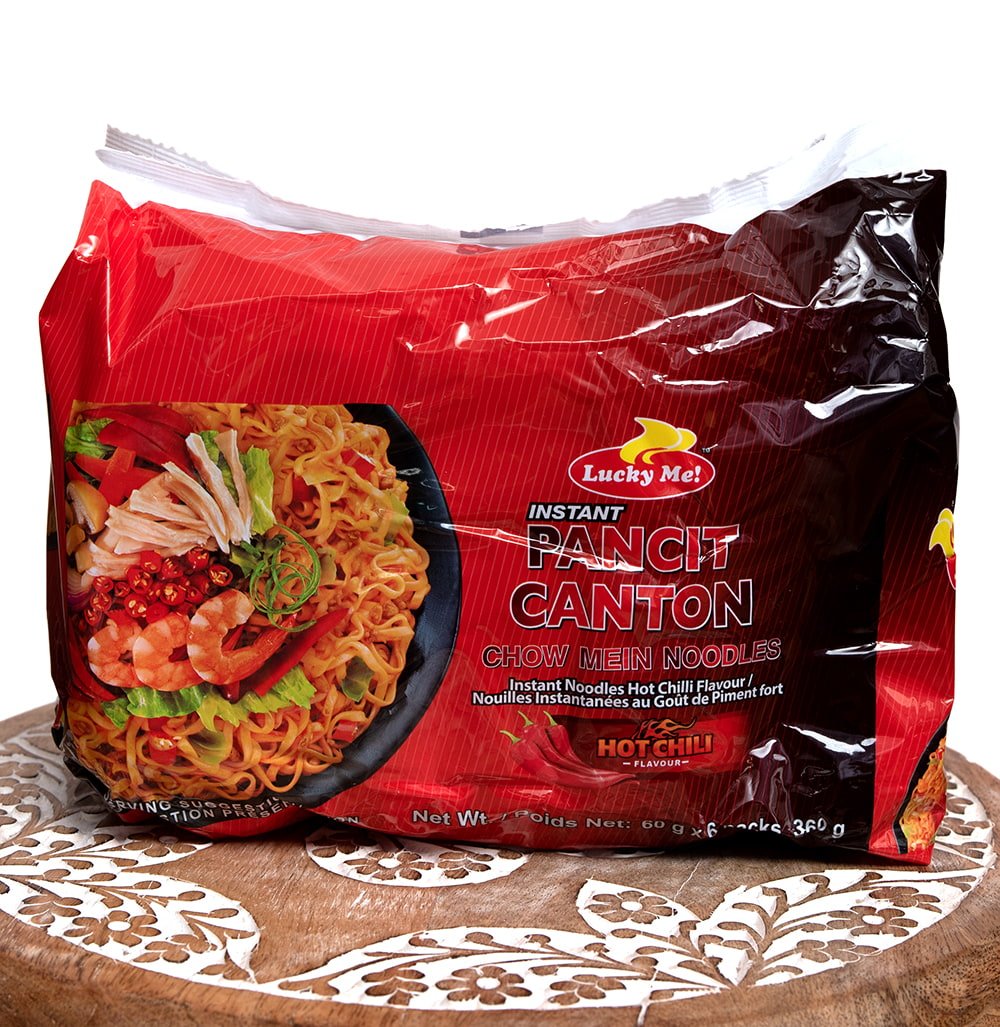 ホットチリ味　パンチットカントン　お得な6個入り大袋】インスタント　CANTON　Me!】　ヌードル　MEIN　NOODLES【Lucky　PANCIT　CHOW　の通販