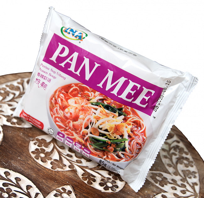 インスタントヌードル  - パンミースープ麺 - エビ味【INA】 2 - 乾麺に液体調味料、粉末調味料がついています。
