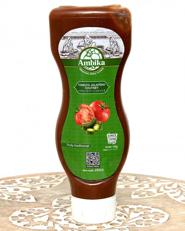 トマト ハラペーニョ チャツネ -  TOMATO JALAPENO CHUTNEY【AMBIKA】の写真チャツネ,ハラペーニョ、チリ、アンビカ、トマト、つけダレ