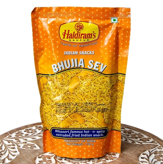 インドのお菓子 ひよこ豆粉で作ったヌードルスナック - ブジア セヴ - Bhujia Sevの写真インドのお菓子,ハルディラム,ナムキン,ナムキーン