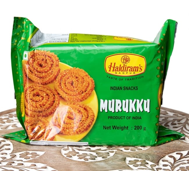 インドのスパイシークッキー ムルク - Murukku の写真1枚目です。正面から撮影しましたインドのお菓子,ハルディラム,ナムキン,ナムキーン,ハラル,ベジタリアン