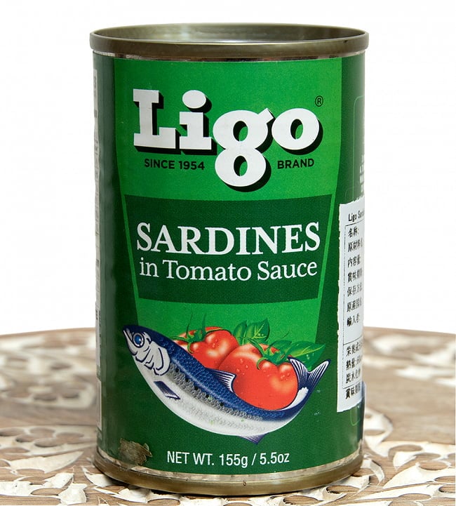 サーディン - いわしのトマト煮 - SARDINES in Tomato Souce[155g]の写真1枚目です。缶を正面から撮影しましたオイルサーディン,サーディン,いわし,缶詰,フィリピン