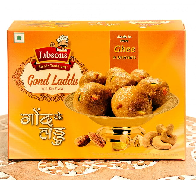 インドのお団子スイーツ - ゴンド・ラッドゥ - GOND LADDU with Dry Fruits[Jabsons]の写真1枚目です。パッケージ写真ですインドのお菓子,Jabsons,ジャブソンズ,ラッドゥ,Laddu