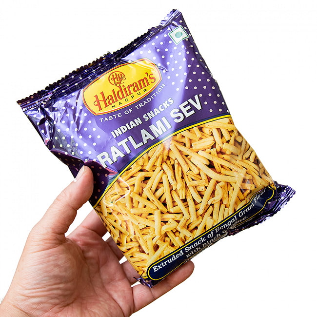 ラトラミ セブ  Haldiram Ratlami Sevl 150g アジョワンを効かせたインドスナック 3 - これくらいの容量になります。