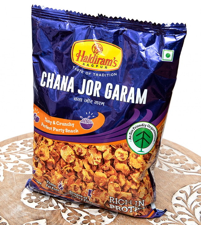 インドのお菓子 潰しチャナ豆のスパイシースナック - チャナ　ジョル　ガラム - CHANA JOR GARAM 150g[HARDIRAM