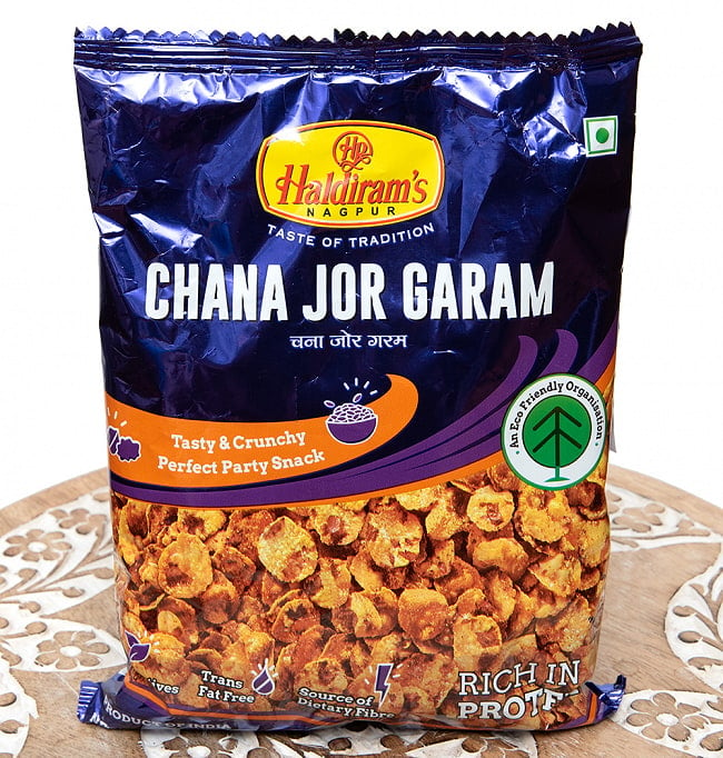 インドのお菓子 潰しチャナ豆のスパイシースナック - チャナ　ジョル　ガラム - CHANA JOR GARAM 150g[HARDIRAM