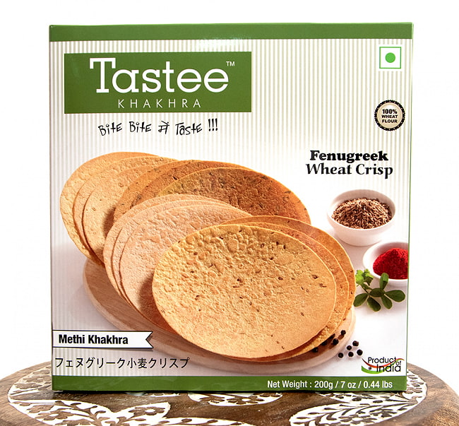 フェヌグリーク 小麦 クリスプ - インド 薄せんべい Fenugreek Wheat Crisp - Methi Khakhra 200g 【Tastee Khakhra】の写真