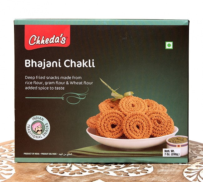 ぐるぐる揚げ物スナック - Bhajani Chakli 170g【Chhedas】の写真1枚目です。ぐるぐる巻いている不思議な形状のお菓子 Bhajani Chakli ですインド,お菓子,ムルク,マサラスナック