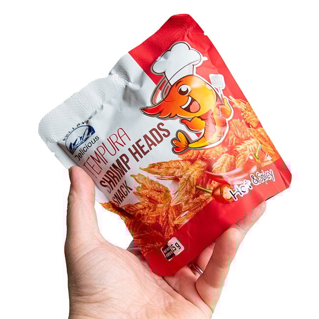 【PHI LONG】ベトナムの えびの頭チップス ホット＆スパイシー デリシャス テンプラ シュリンプ ヘッド スナック 4 - これくらいのサイズ感です。