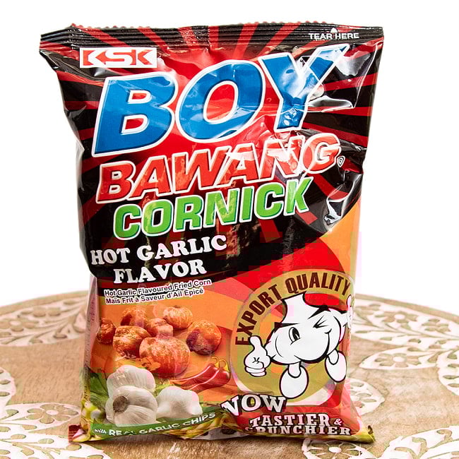 フライドコーンスナック ホットガーリックフレーバー90g 【ボーイバワン】 の写真BOYBAWANG, ボーイバワン, ホットガーリック, ピリ辛スナック, フライドコーン, ザクザク食感, おつまみに最強, アジアンスナック, やみつきスパイス
