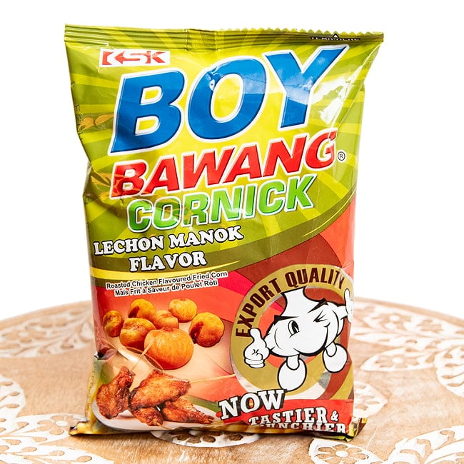 フライドコーンスナック レチョンマノックフレーバー90g 【ボーイバワン】 の写真BOYBAWANG, ボーイバワン, レチョンマノック, 丸焼きチキン味, フライドコーン, アジア屋台グルメ, ザクザク食感, フィリピンスナック, おつまみに最高, アジアンスナック