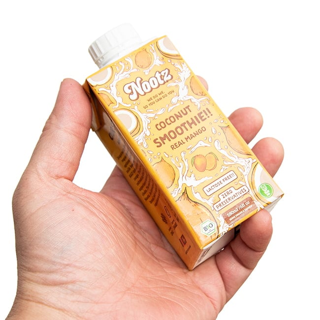 オーガニック＆ビーガン スムージー クリーミーココナッツ〔Nootz〕180ml - マンゴー 4 - このくらいのサイズ感になります