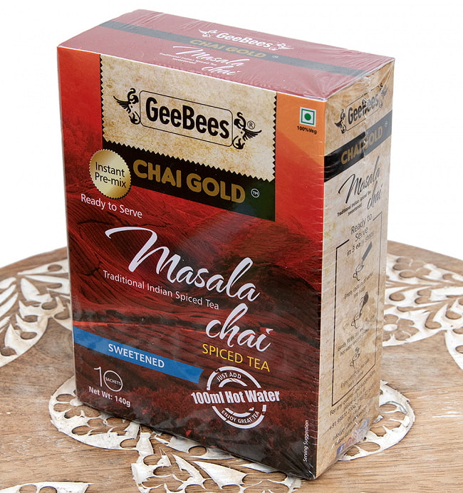 お湯を注ぐだけでインドのマサラチャイ！　MASALA CHAI 10袋入り[GeeBees] 2 - 斜めから撮影しました