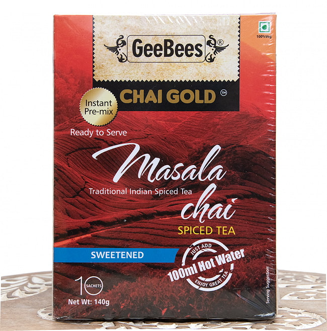お湯を注ぐだけでインドのマサラチャイ！　MASALA CHAI 10袋入り[GeeBees]の写真1枚目です。お湯を注ぐだけでインドのマサラチャイが楽しめますインスタント チャイ,チャイ,GIRNAR,CHAI