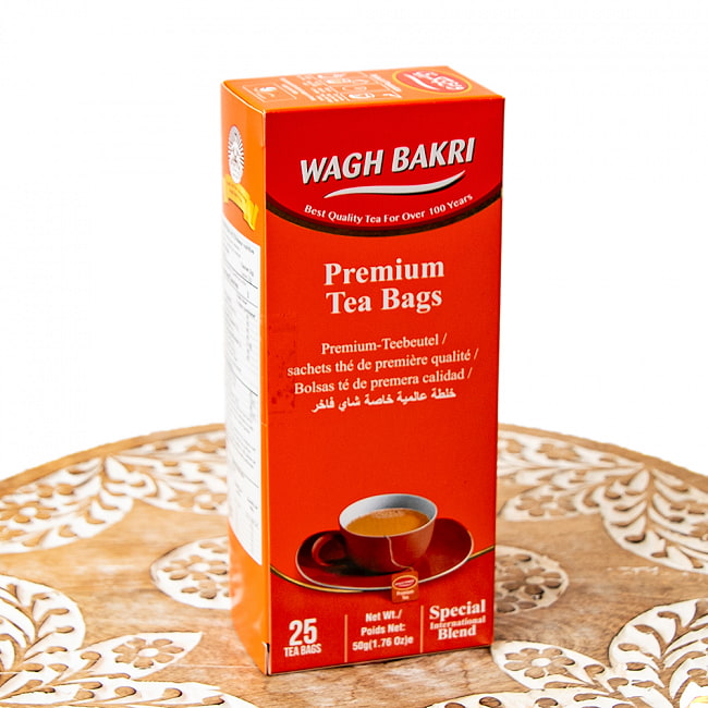 【WAGH BAKRI】プレミアム ティーバッグ Premium Tea Bagsの写真1枚目です。パッケージ写真インドのお茶,インド,チャイ用,茶葉,CTC,茶